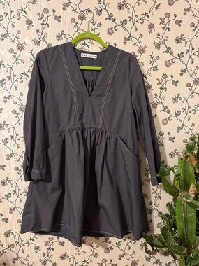 Zara Charcoal V-Neck Babydoll Tunic